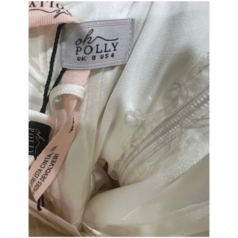 Oh Polly White Rosette Strapless Mini Dress Bridal Coquette NWT US 4 - Picture 12 of 16